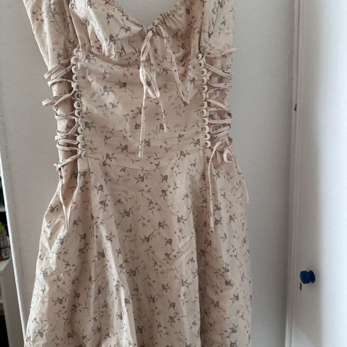 Mini floral poplin dress corset style like new, Pink Woman, size M