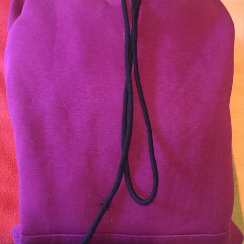 Oversized hoodie dress Italian like new with knitted sleeves in magenta