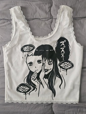 Shein top new with black and white gothic print, size S