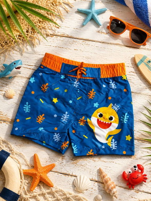 Baby Shark Swim Shorts new, size 6Y, blue and orange