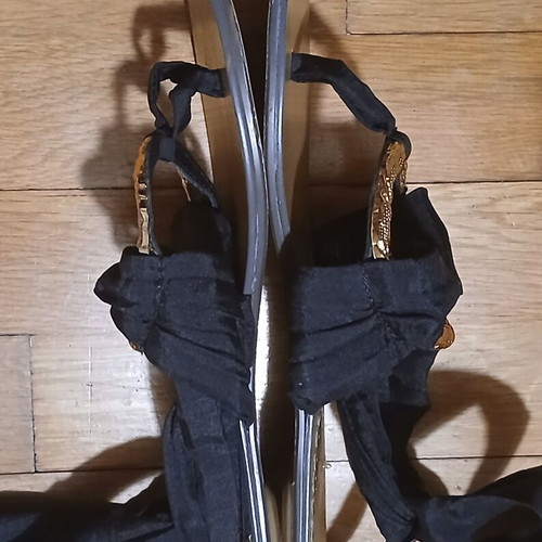 Hookipa black handmade sandals with black ribbons size 37 like new