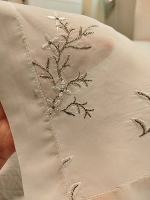 Square tablecloth new with semi-transparent fabric and floral embroidery 80x80