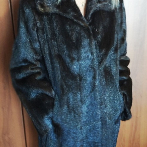 Brown mink fur coat used, size Large-XLarge