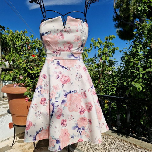 Floral strapless dress like new, Blue Vanilla, size Small