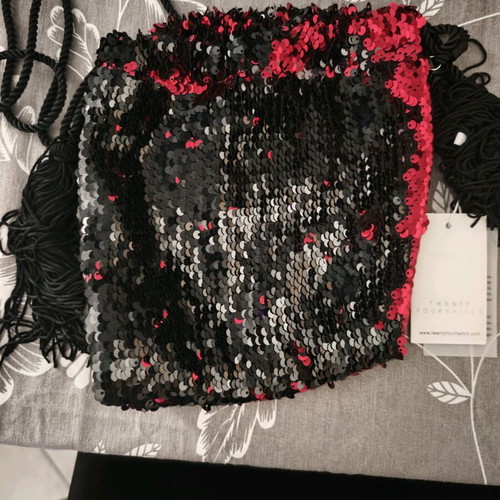 Twenty FourHaitch sequin shoulder bag new, black and red