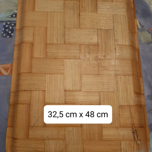 Vintage bamboo tray used with Toulouse Lautrec artwork