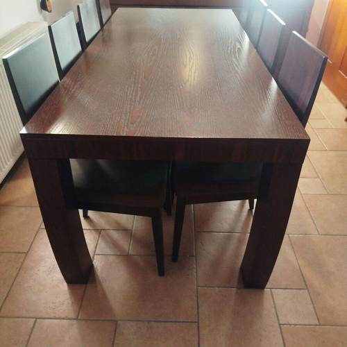 Dining room set like new, solid wood table, 8 chairs, buffet, mirror