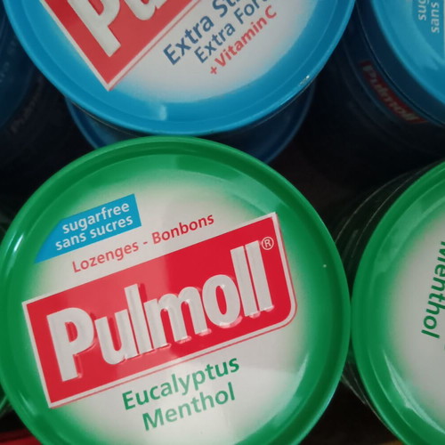 Set of 10 empty metal boxes Pulmoll