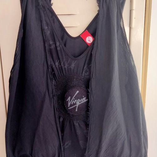 Vintage Virgin Black Sleeveless Top with Double Fabric, Size M, Like New