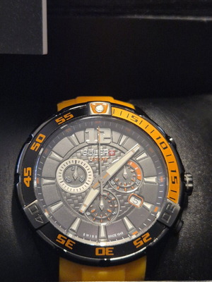 Ελβετικός χρονογράφος Buler σαν καινούργιος, μαύρο και πορτοκαλί