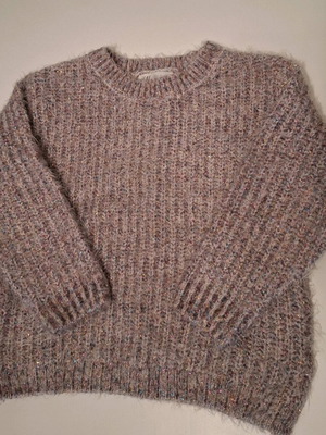 H&M sweater for girl 4-6 years like new, gray and beige with sparkles