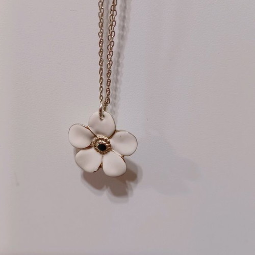 Silver gold-plated necklace with pendant flower 44 cm new Loisir