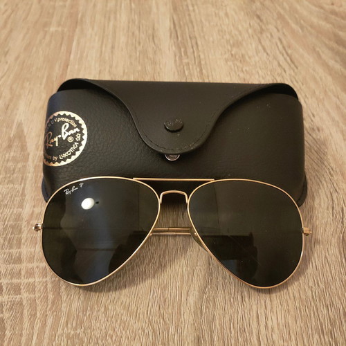 RayBan Aviator Large Metal RB3025 001 62 polarized sunglasses, green lenses