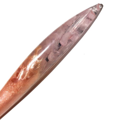 Pen with pink quartz new, epoxy resin