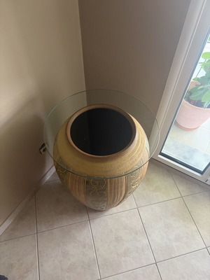 Clay vase with glass like new
