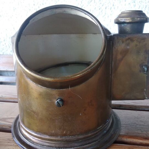 Nautical compass used vintage brass oil lamp Greek made 1935-45