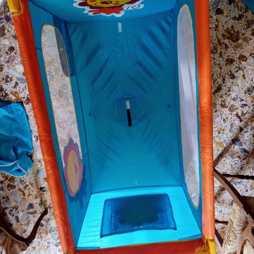 Foldable Travel Playpen with Mattress and Wheels, Like New