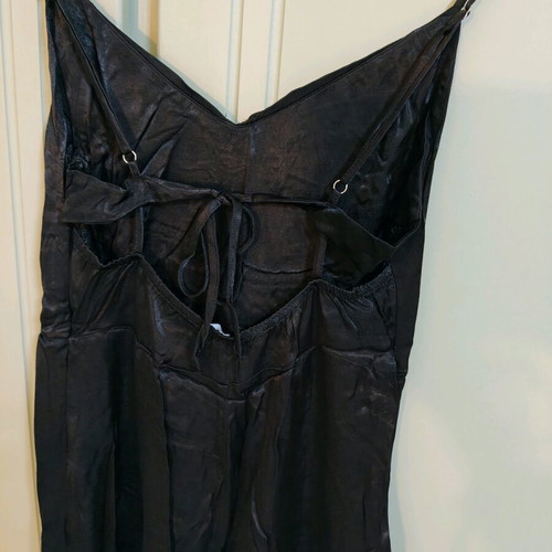 Bershka black satin one-piece jumpsuit new, size M