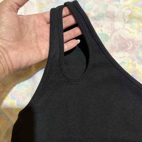 Zara black short one-shoulder top like new, cotton, size L