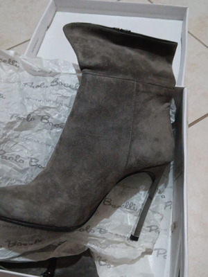 Velvet ankle boots, grey, size 37