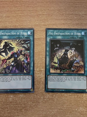 Yu-Gi-Oh! Pre Preparation of Rites Cards new