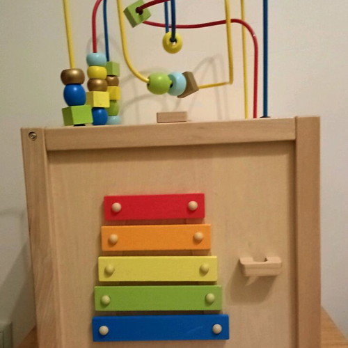 ELC Giant Wooden Activity Cube and Wooden Music Set like new