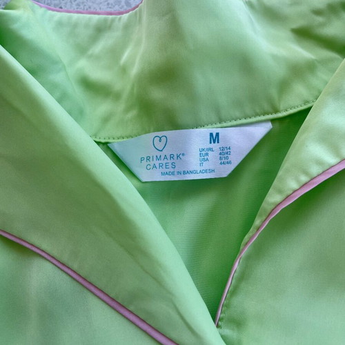 Primark Cares women's satin pyjama set lime pink, M 40-42