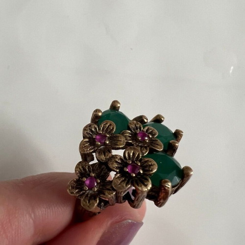 Large ring with rubies used, silver and precious stones