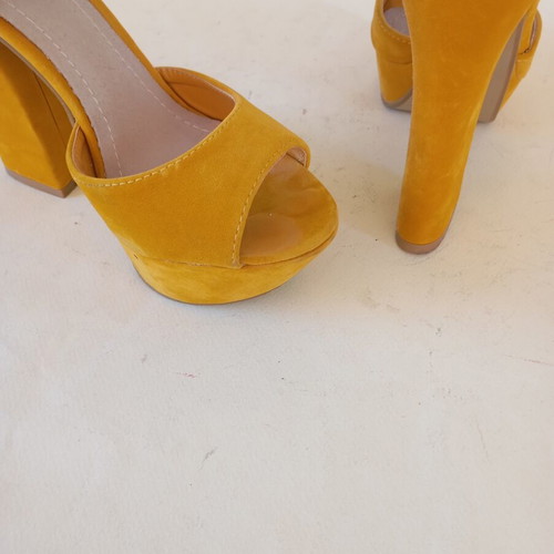 Yellow velour platform sandals like new, size 36