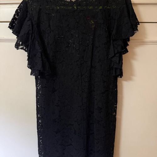 black lace low back dress Amber Lace Halter Dress (Black) main image 1