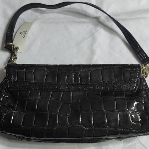 Guess women's croc-style evening handbag, new, black gray pearl