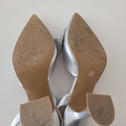 Silver Crystal Embellished Slingback Pumps like new