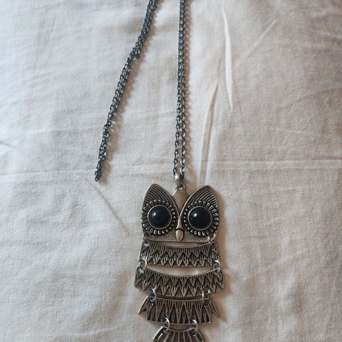 Boho owl long necklace used with second owl gift