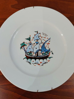 Bravo Fine Porcelain collectible decorative plate with ship design