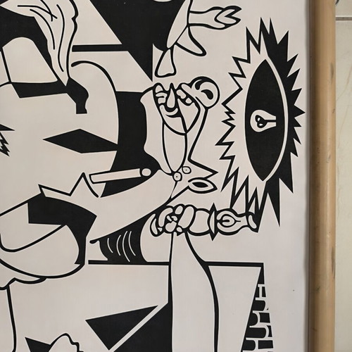 Guernica canvas print by Picasso 100x52 cm like new with wooden bars
