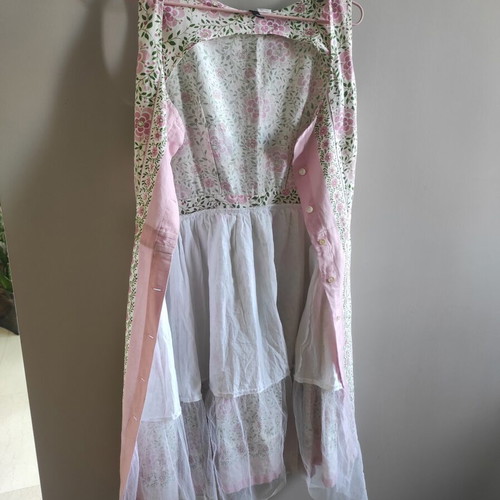 Dress with petticoat, like new, pink cotton and linen