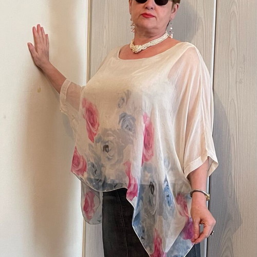 Μεταξωτή Ιταλική Μπλούζα Νο L XL XXL σαν καινούργιο