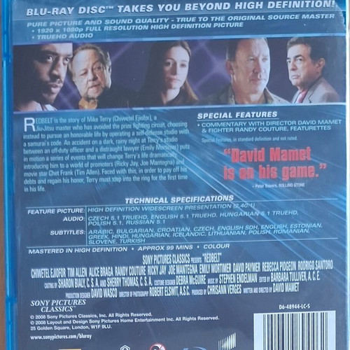 Redbelt Blu-ray used with Greek subtitles, action adventure