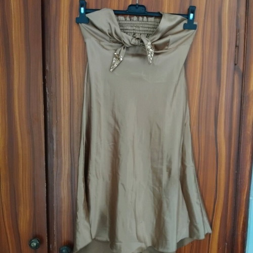 Halterneck midi satin dress gold like new