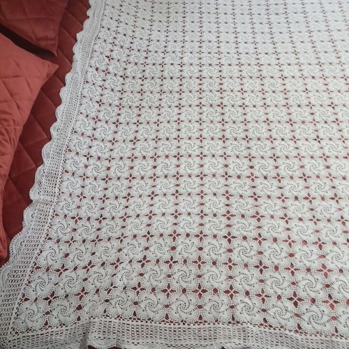 Handmade crochet cotton tablecloth, vintage