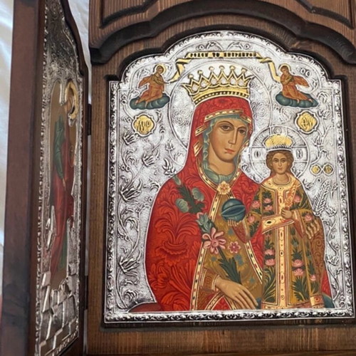 Collectible triptych icon Rhodon the Amaranth new, Archangel Gabriel & Archangel Michael