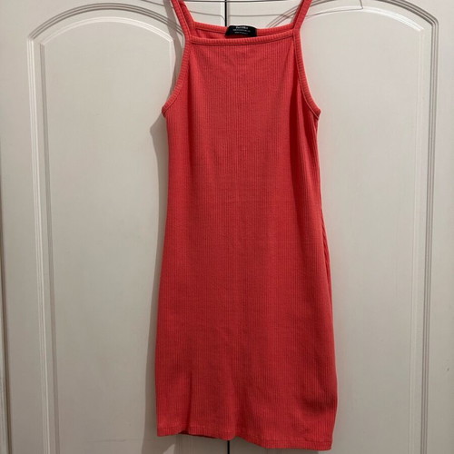 Orange mini dress with thin straps used Bershka size M