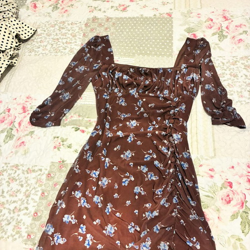 ASOS brown floral mini dress, size S
