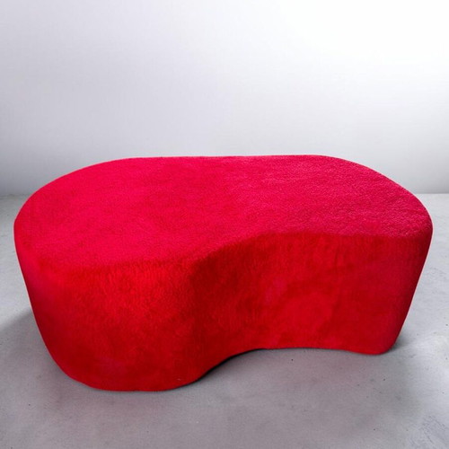 Teddy Bouclé Pouf Bench red 110x60x40cm new