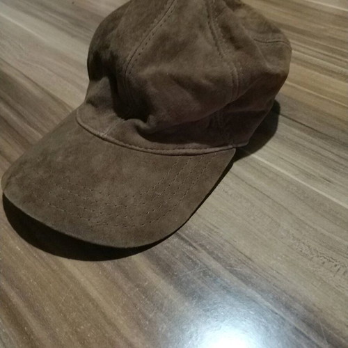 Leather jockey cap used, brown, size M