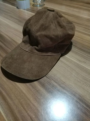 Leather jockey cap used, brown, size M
