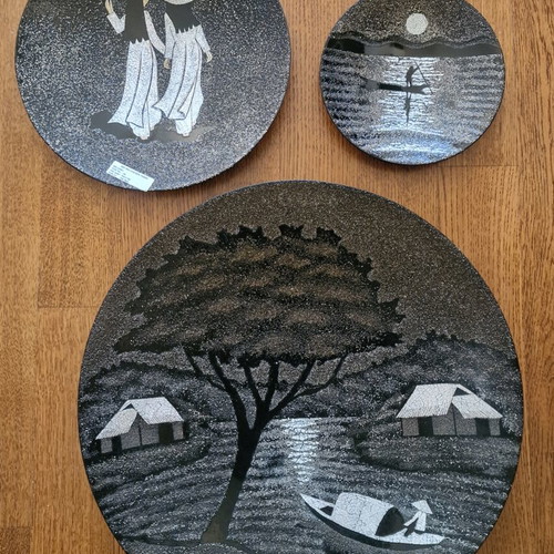 Vietnamese lacquerware decorative plates new