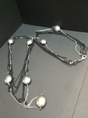 Handmade necklace chains with metal elements new, black and silver