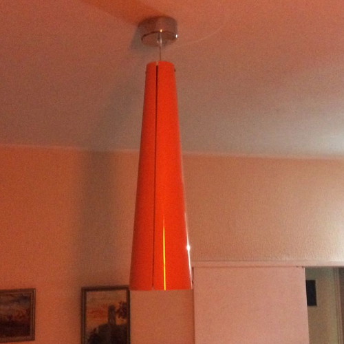 Ceiling lights used, set of 2, glass, orange light