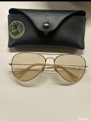 Ray Ban Aviator sunglasses used, gold color with case